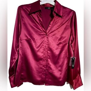 East 5th Satin Deep Burgundy Red Blouse